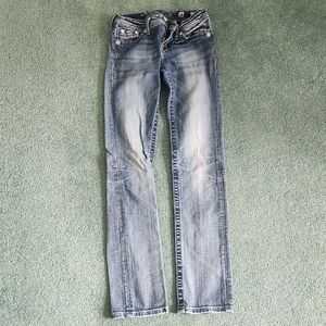 Miss Me Light Blue Straight Jeans with Whiskering